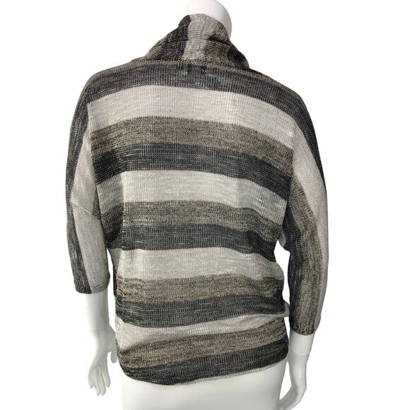 Saks Fifth Ave Blue Womens Size S Cowl Neck Sweater Stripe Dolman Sleeve Light - Picture 7 of 14